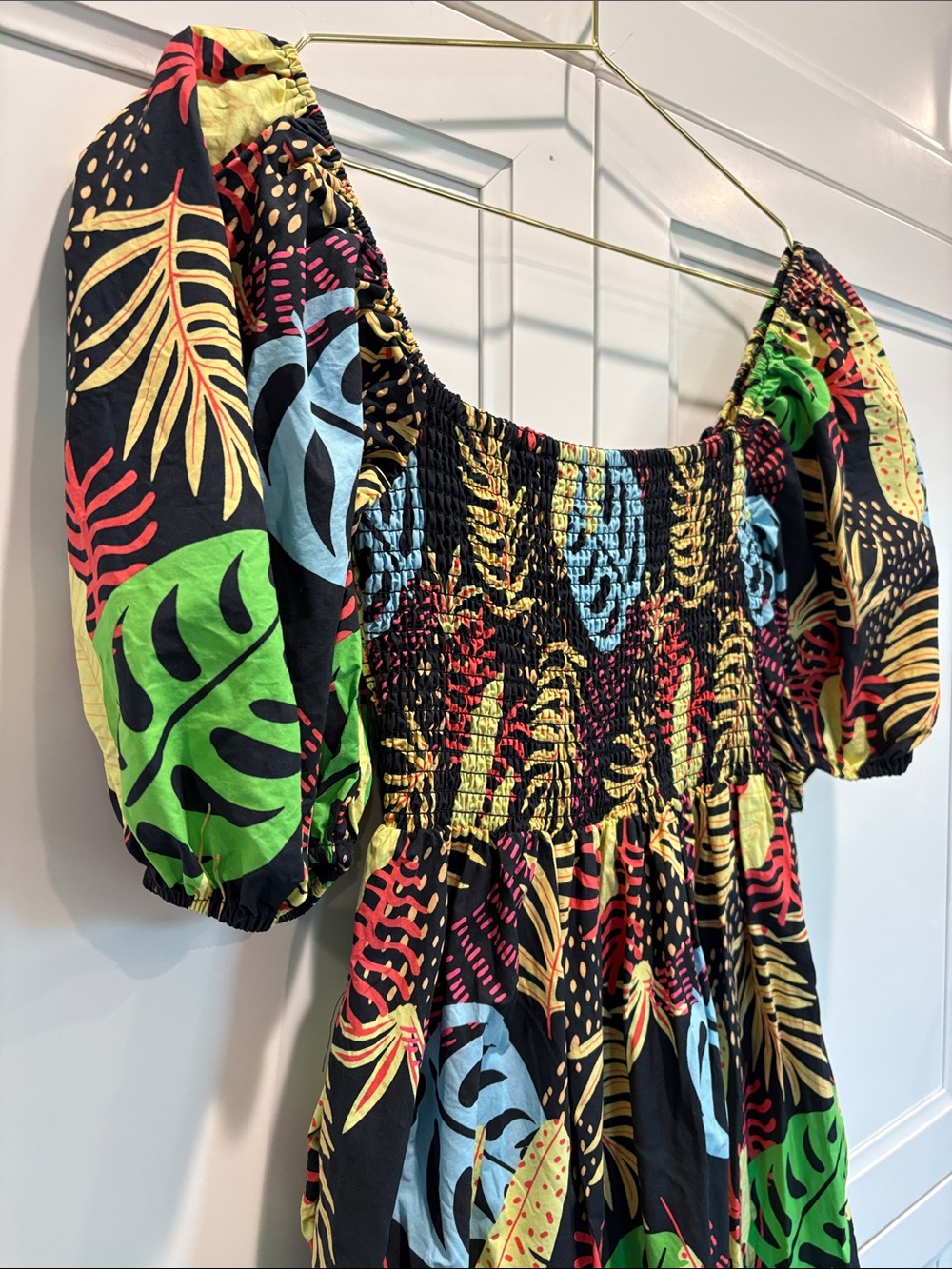 🌴Women’s Print Puff-Sleeve Maxi Dress - Tropical Floral - Picture 2 of 10